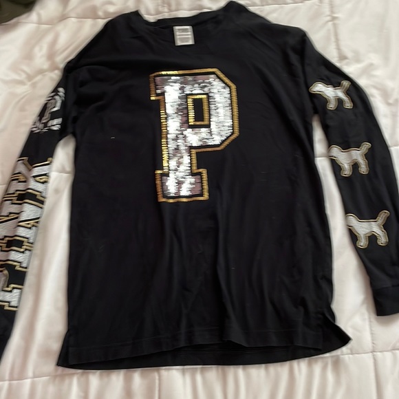 black long sleeve tee with sparkle - Picture 1 of 5